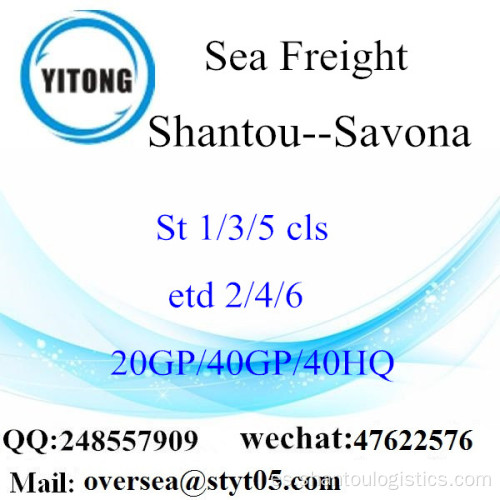 Shantou Puerto de carga marítima de envío a Savona